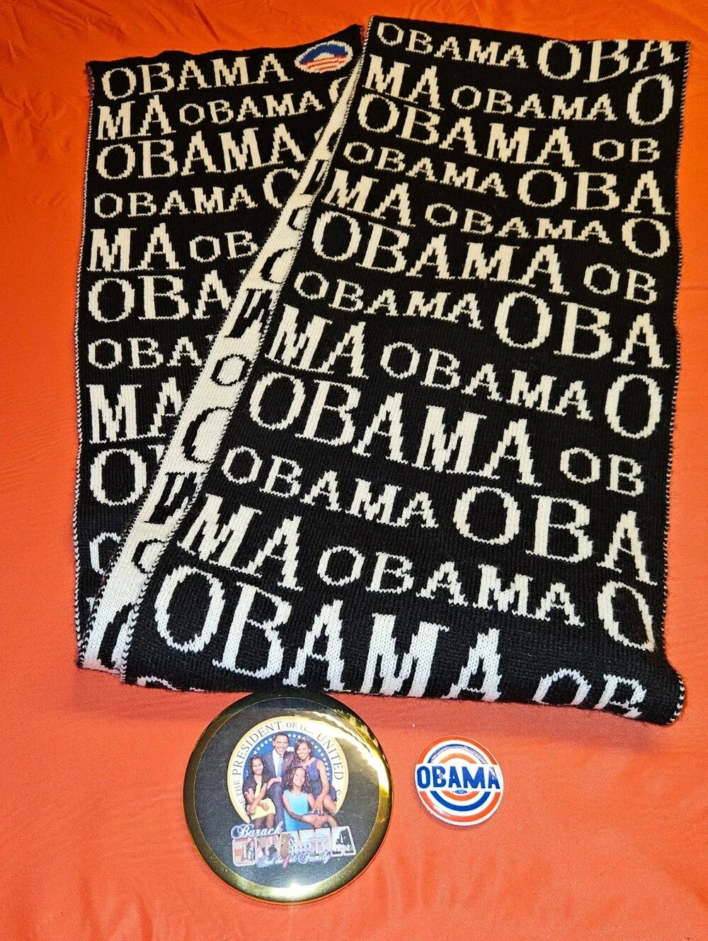 Vintage Supreme Obama Jacquard Scarf Double Faced(Reversible) Soft Knit